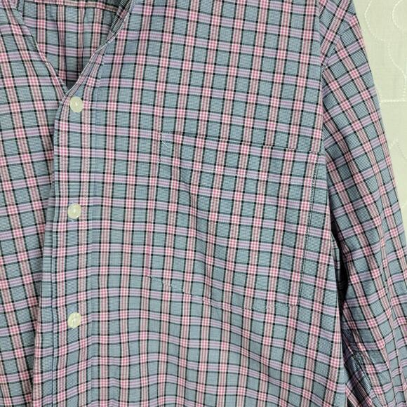 Toscano Mens Shirt Size Medium Blue Pink Plaid Button Down Long Sleeve Collared - Picture 6 of 7